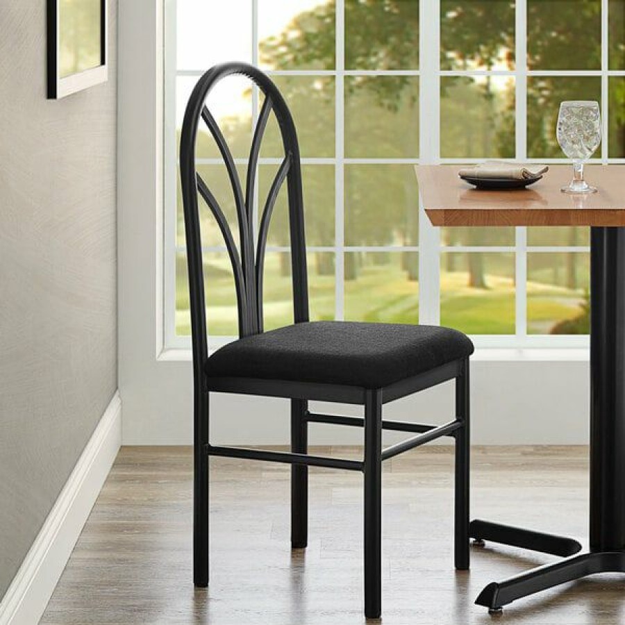 Restaurant Chairs * | Best Reviews Of Lancaster Table & Seating Black 4 Spoke Restaurant Dining Room Chair With 1 3/4 Padded Seat