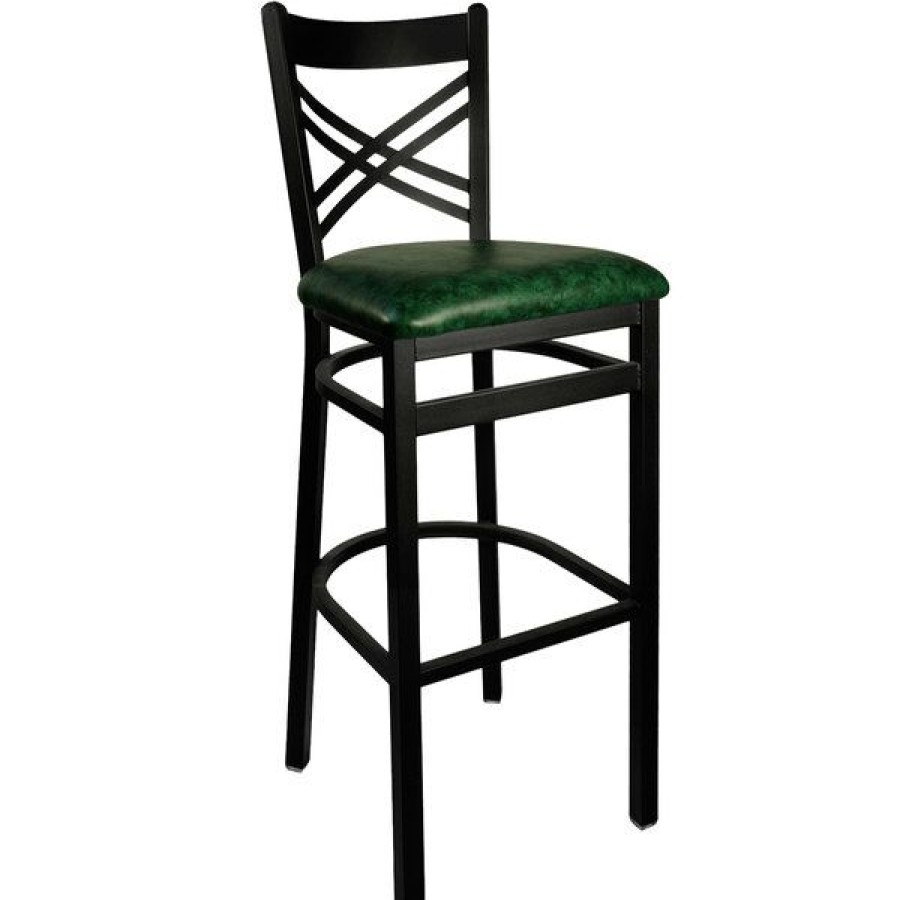 Restaurant Bar Stools * | Best Reviews Of Bfm Seating 2130Bgnv-Sb Akrin Metal Barstool With 2 Green Vinyl Seat