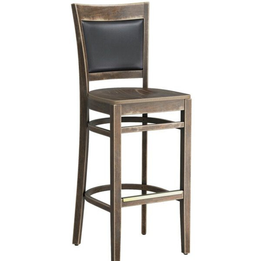 Restaurant Bar Stools * | Deals Lancaster Table & Seating Sofia Vintage Finish Upholstered Back Bar Height Chair With Vintage Wood Seat