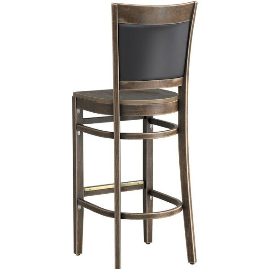 Restaurant Bar Stools * | Deals Lancaster Table & Seating Sofia Vintage Finish Upholstered Back Bar Height Chair With Vintage Wood Seat