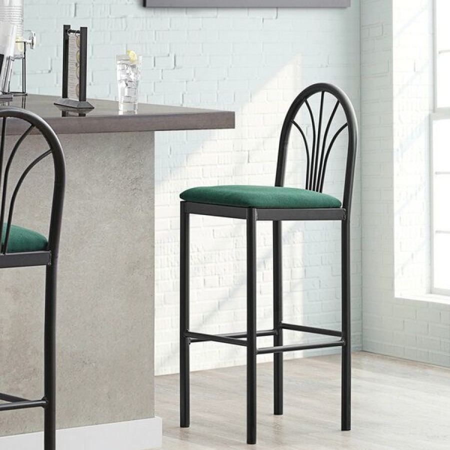 Restaurant Bar Stools * | Buy Lancaster Table & Seating Fan Back Bar Height Cafe Chair With 1 3/4 Green Fabric Seat