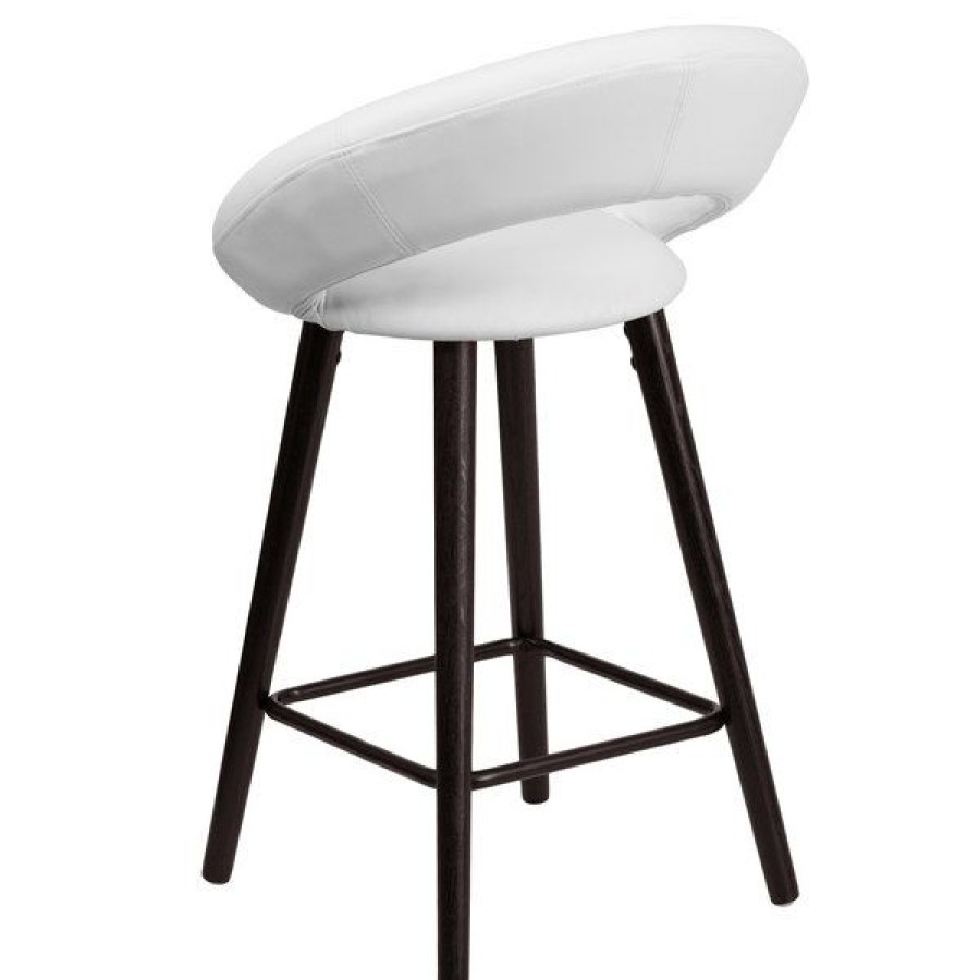 Restaurant Bar Stools * | Budget Flash Furniture Ch-152551-Wh-Vy-Gg Kelsey Series Cappuccino Wood Counter Height Stool With White Vinyl Seat