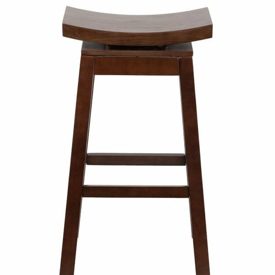 Restaurant Bar Stools * | Promo Flash Furniture Ta-Saddle-1-Gg Cappuccino Wood Bar Height Stool With Auto Swivel Seat