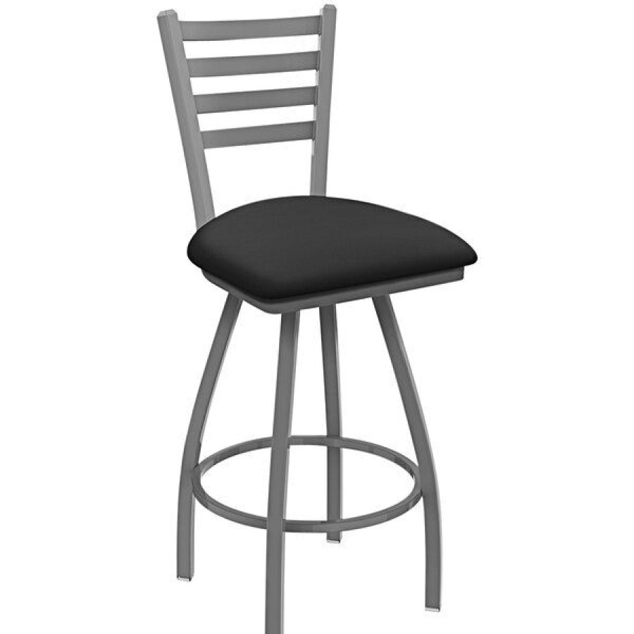 Restaurant Bar Stools * | Best Sale Holland Bar Stool Holland Barstool Xl 410 Jackie 30 Ladderback Swivel Bar Stool With Anodized Nickel Finish And Canter Storm Seat