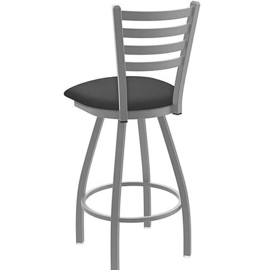 Restaurant Bar Stools * | Best Sale Holland Bar Stool Holland Barstool Xl 410 Jackie 30 Ladderback Swivel Bar Stool With Anodized Nickel Finish And Canter Storm Seat