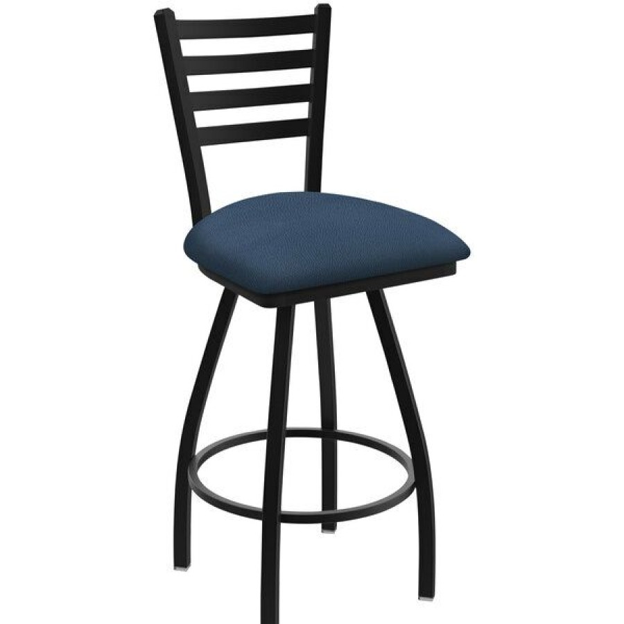 Restaurant Bar Stools * | Best Deal Holland Bar Stool Xl 410 Jackie 30 Ladderback Swivel Bar Stool With Black Wrinkle Finish And Rein Bay Seat