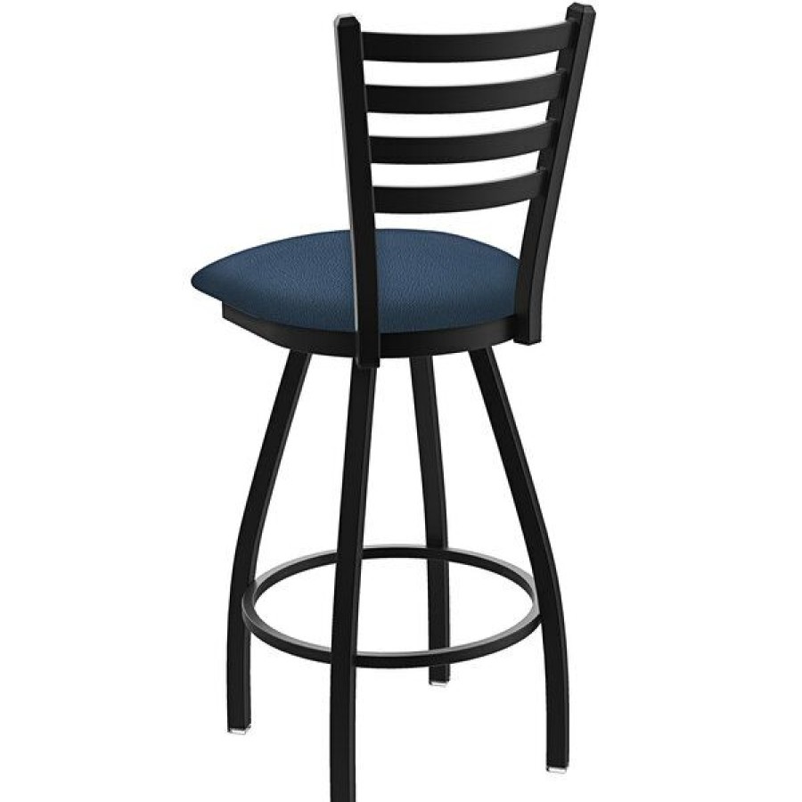 Restaurant Bar Stools * | Best Deal Holland Bar Stool Xl 410 Jackie 30 Ladderback Swivel Bar Stool With Black Wrinkle Finish And Rein Bay Seat