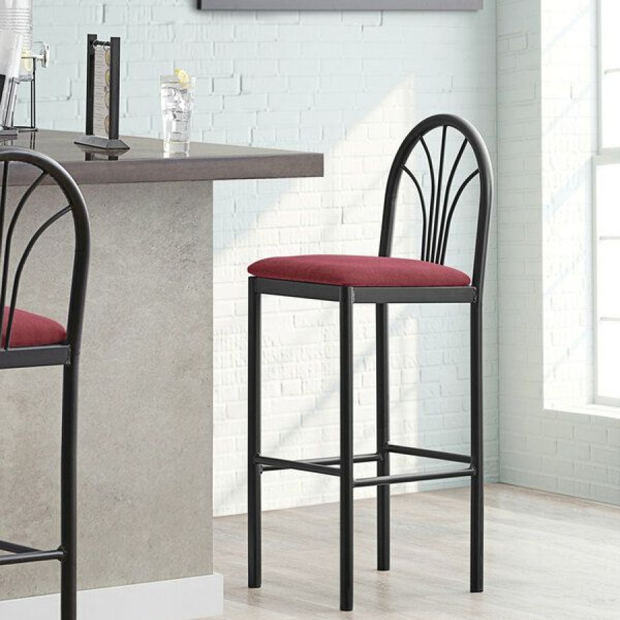 Restaurant Bar Stools * | Outlet Lancaster Table & Seating Fan Back Bar Height Cafe Chair With 1 3/4 Maroon Fabric Seat