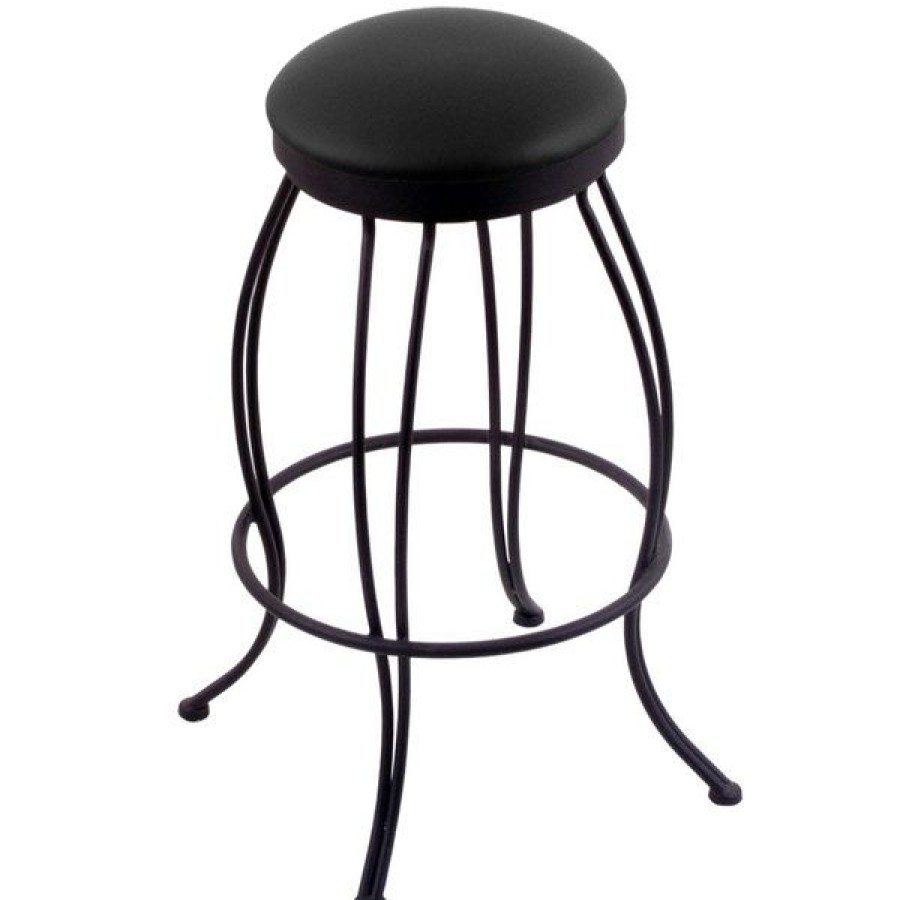 Restaurant Bar Stools * | Best Reviews Of Holland Bar Stool 300030Bwblkvinyl Georgian Black Wrinkle Steel Bar Height Swivel Stool With Black Vinyl Seat