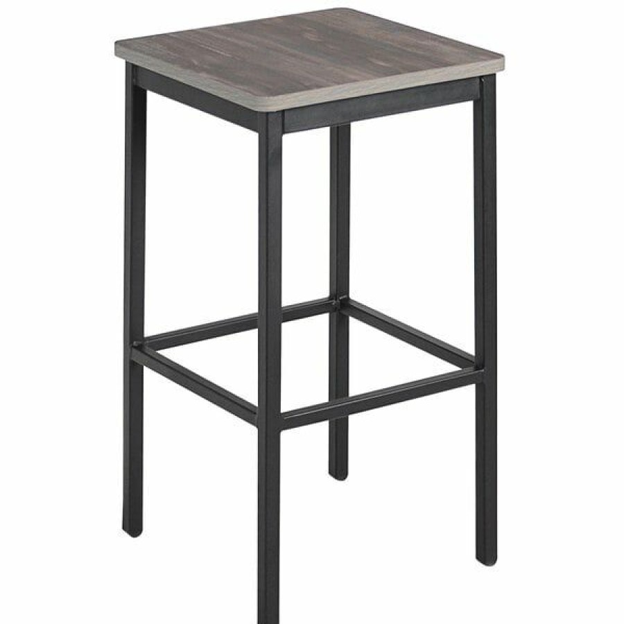 Restaurant Bar Stools * | Coupon Bfm Seating Trent Sand Black Steel Backless Barstool With Relic Chestnut Seat