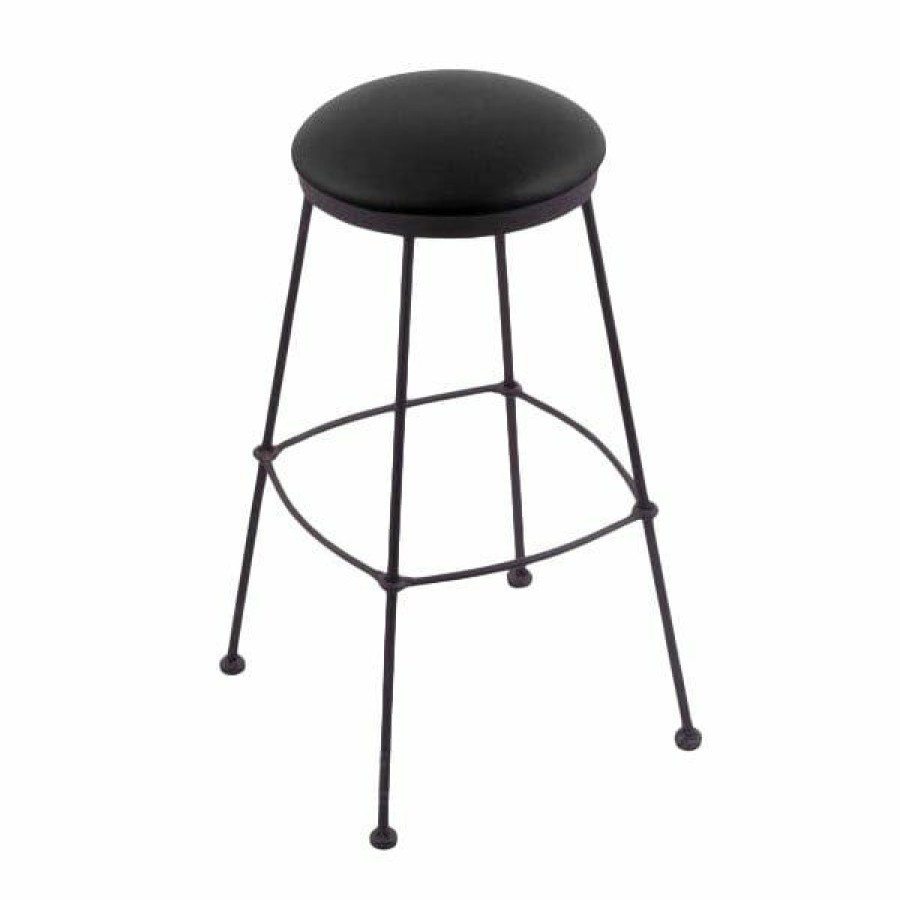 Restaurant Bar Stools * | Top 10 Holland Bar Stool 303030Bwblkvinyl Black Wrinkle Steel Bar Height Stool With Black Vinyl Seat