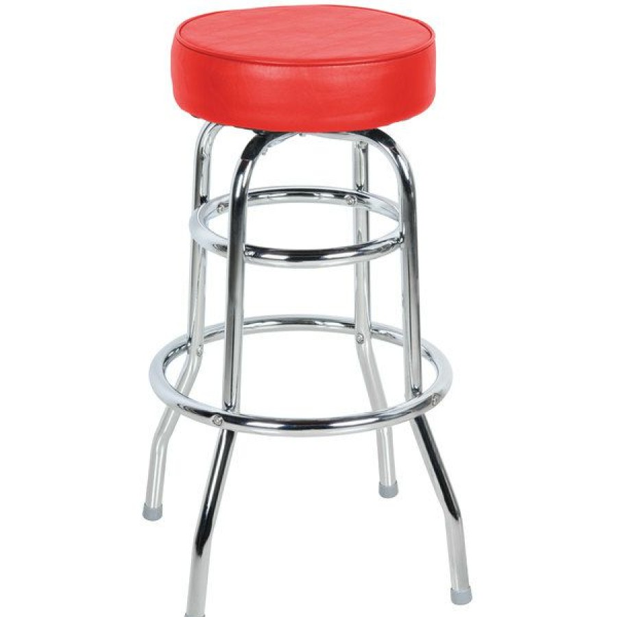 Restaurant Bar Stools * | Best Pirce Lancaster Table & Seating Red Double Ring Barstool With 3 1/2 Thick Seat