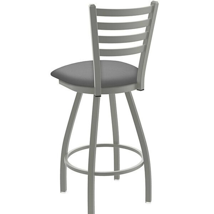 Restaurant Bar Stools * | Cheap Holland Bar Stool Holland Barstool Xl 410 Jackie 30 Ladderback Swivel Bar Stool With Anodized Nickel Finish And Canter Folkstone Grey Seat