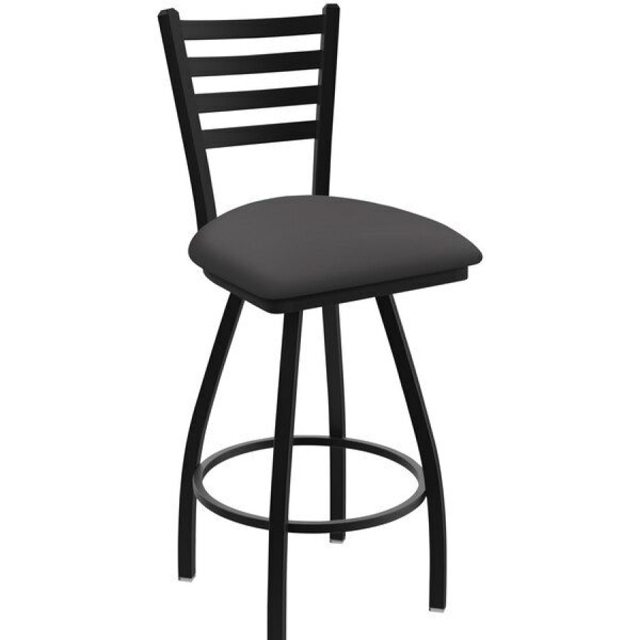 Restaurant Bar Stools * | Best Sale Holland Bar Stool Xl 410 Jackie 30 Ladderback Swivel Bar Stool With Black Wrinkle Finish And Canter Storm Seat