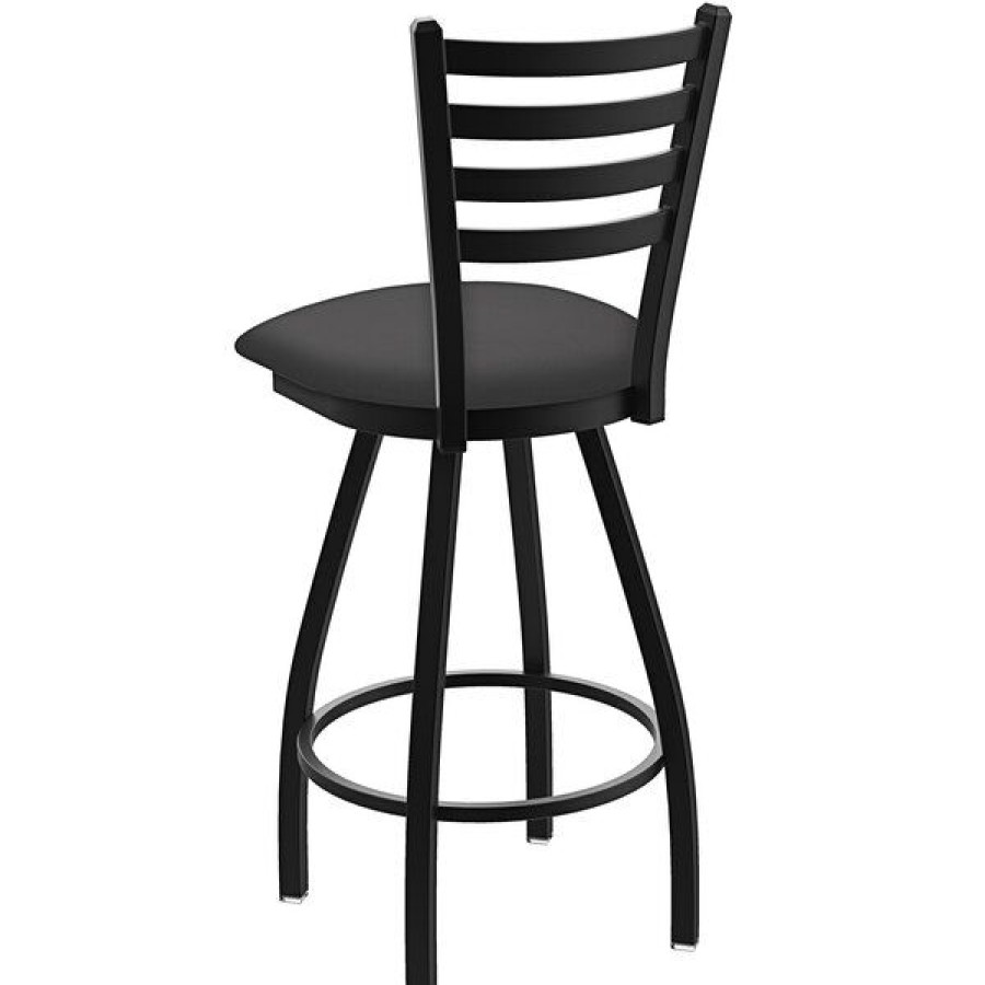 Restaurant Bar Stools * | Best Sale Holland Bar Stool Xl 410 Jackie 30 Ladderback Swivel Bar Stool With Black Wrinkle Finish And Canter Storm Seat