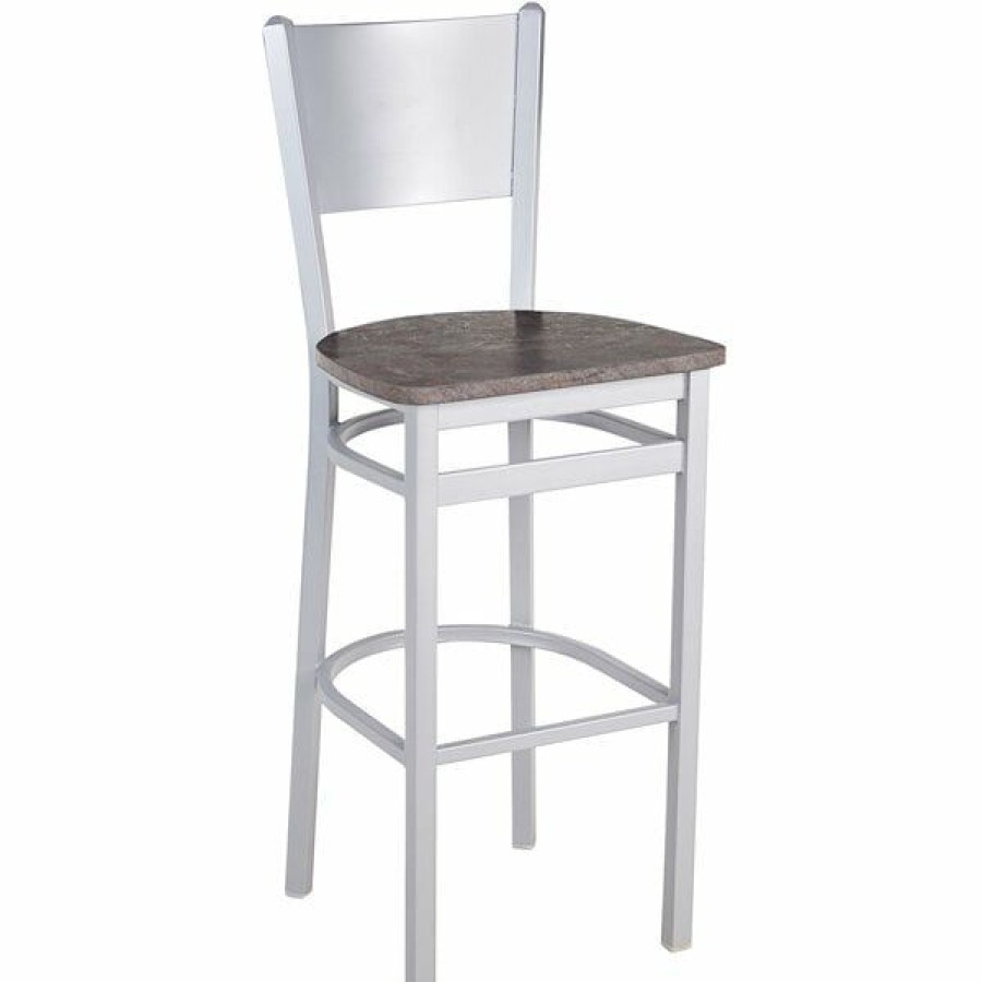 Restaurant Bar Stools * | Wholesale Bfm Seating 2140Brcr-Sm Axel Silver Mist Steel Solid Back Barstool With Relic Rustic Copper Melamine Seat