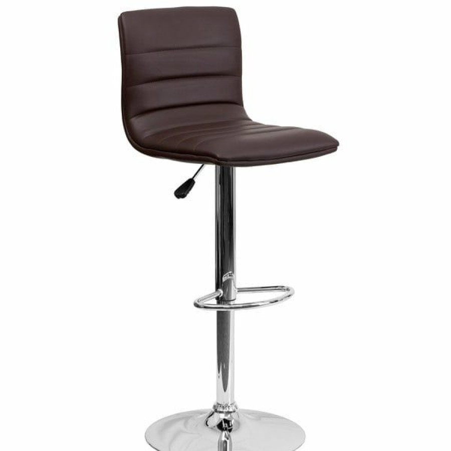 Restaurant Bar Stools * | Wholesale Flash Furniture Ch-92023-1-Brn-Gg Brown Vinyl Contemporary Adjustable Height Barstool