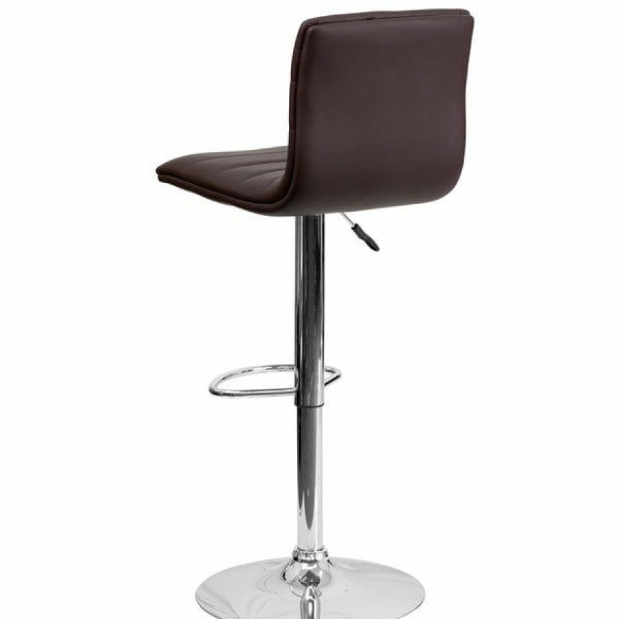 Restaurant Bar Stools * | Wholesale Flash Furniture Ch-92023-1-Brn-Gg Brown Vinyl Contemporary Adjustable Height Barstool