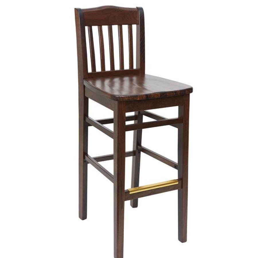 Restaurant Bar Stools * | Best Sale Bfm Seating Zwb303Dw-Dw Columbia Dark Walnut Beechwood Bar Height Chair