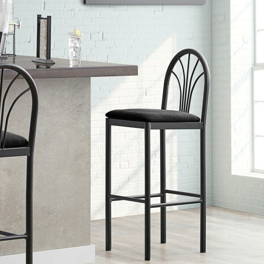 Restaurant Bar Stools * | Discount Lancaster Table & Seating Fan Back Bar Height Cafe Chair With 1 3/4 Black Fabric Seat