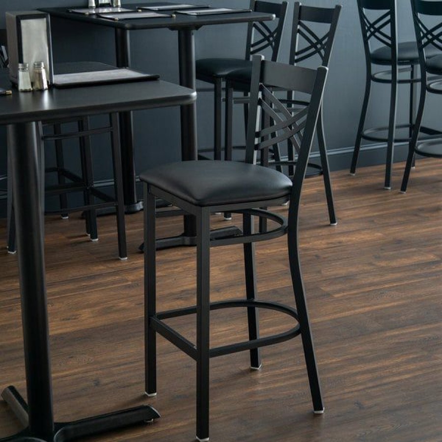 Restaurant Bar Stools * | Budget Lancaster Table & Seating Cross Back Bar Height Chair With 2 1/2 Padded Seat