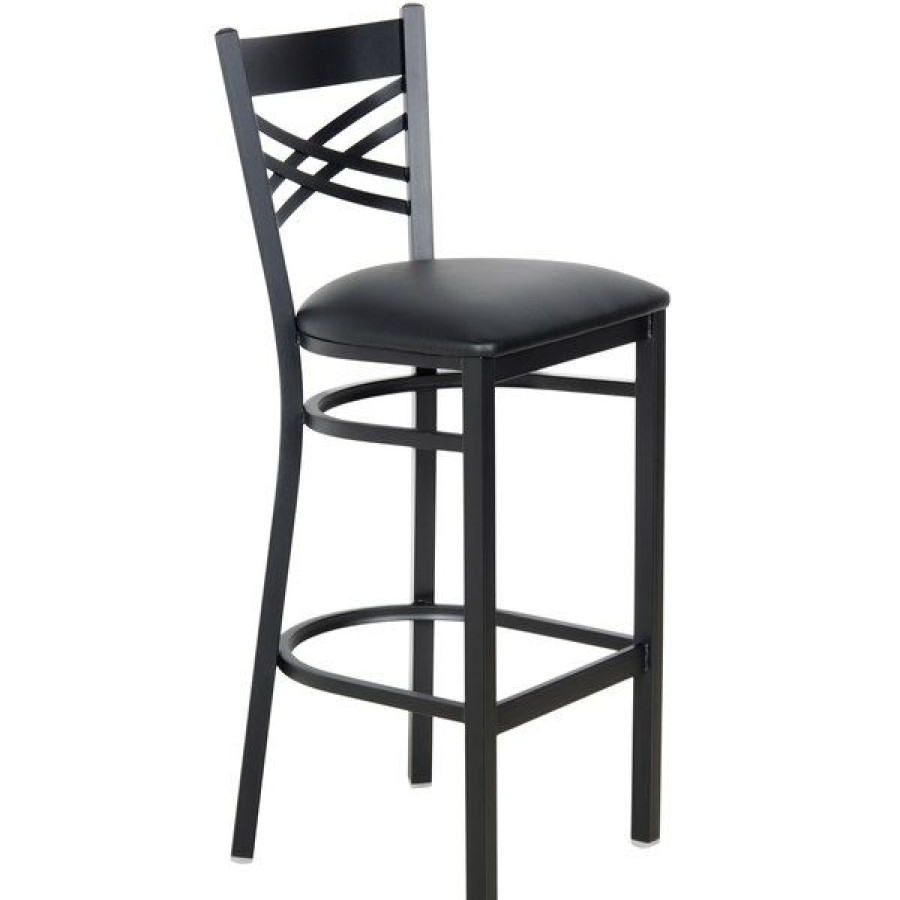 Restaurant Bar Stools * | Budget Lancaster Table & Seating Cross Back Bar Height Chair With 2 1/2 Padded Seat