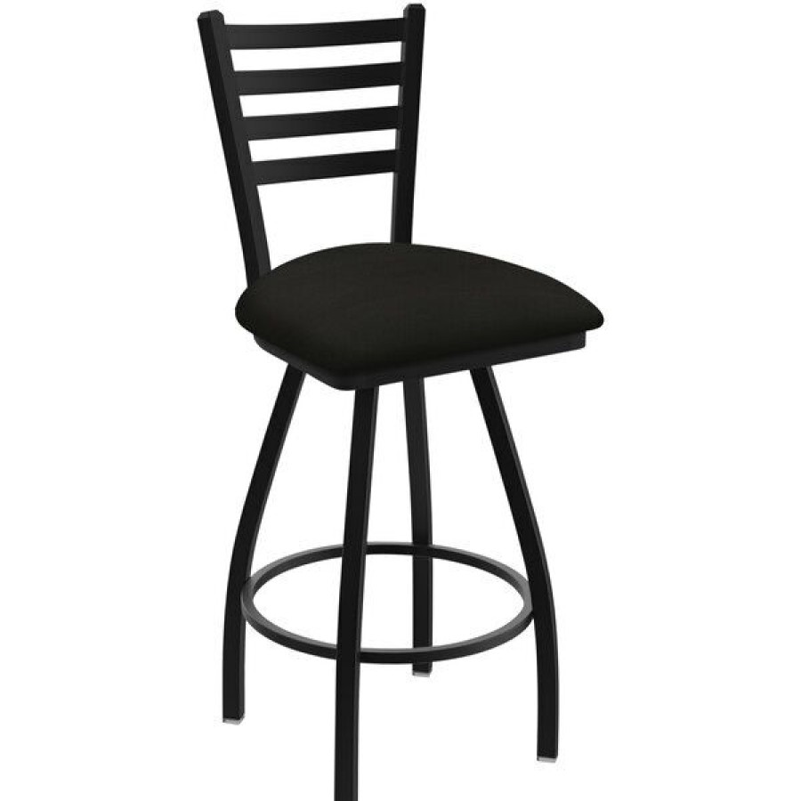 Restaurant Bar Stools * | Best Sale Holland Bar Stool Xl 410 Jackie 30 Ladderback Swivel Bar Stool With Black Wrinkle Finish And Canter Espresso Seat