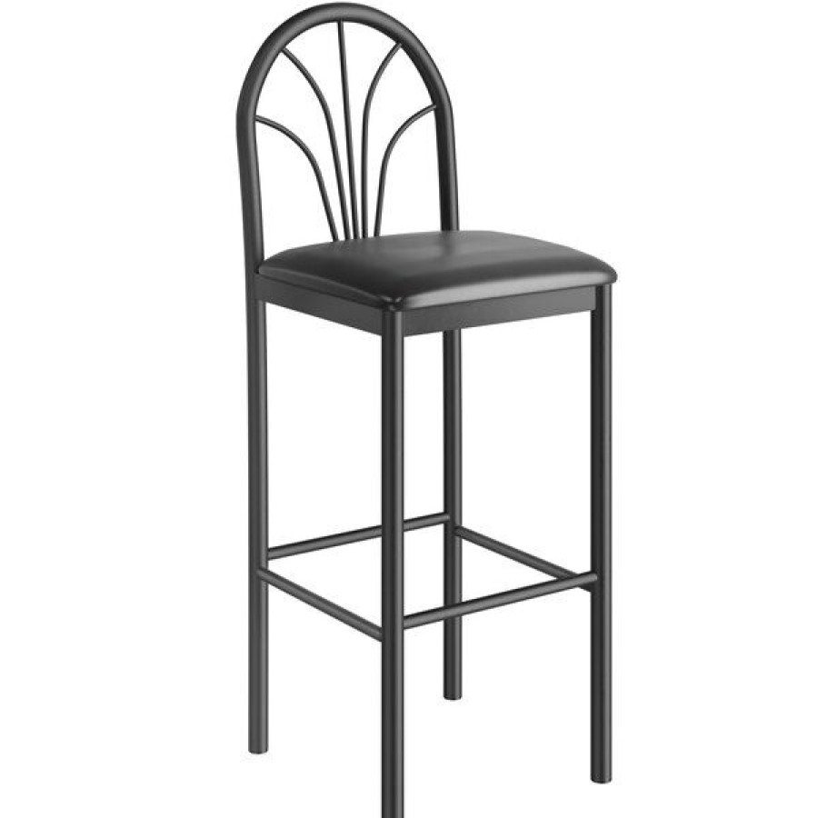 Restaurant Bar Stools * | Discount Lancaster Table & Seating Fan Back Bar Height Cafe Chair With 2 Black Padded Seat