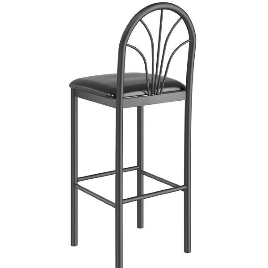 Restaurant Bar Stools * | Discount Lancaster Table & Seating Fan Back Bar Height Cafe Chair With 2 Black Padded Seat