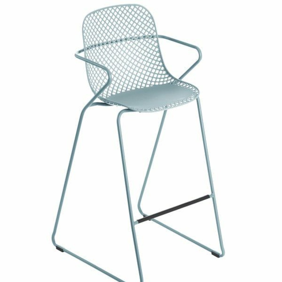 Outdoor Restaurant Bar Stools * | Budget Grosfillex Us139711 Ramatuelle '73 Bleu Ether Stackable Indoor / Outdoor Barstool 2/Pack