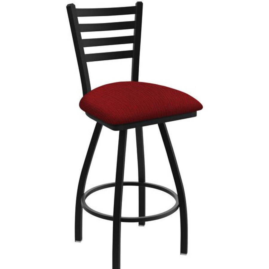 Restaurant Bar Stools * | Buy Holland Bar Stool Xl 410 Jackie 30 Ladderback Swivel Bar Stool With Black Wrinkle Finish And Graph Ruby Seat