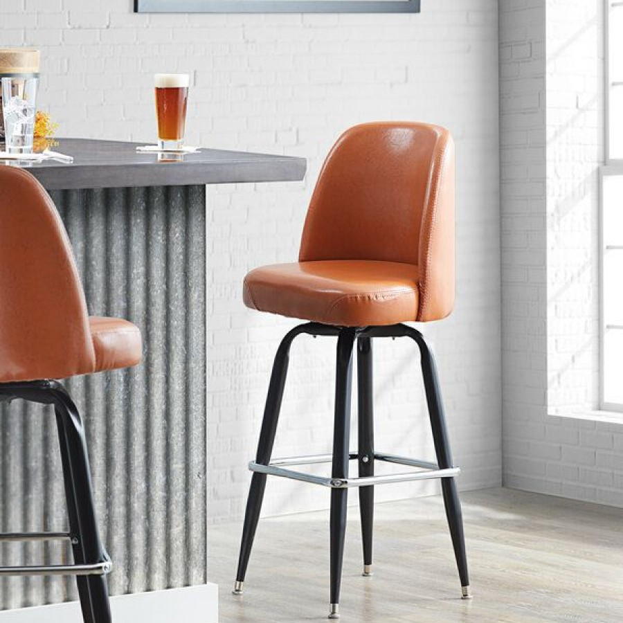 Restaurant Bar Stools * | Cheapest Lancaster Table & Seating Light Brown Barstool With 18 Wide Bucket Seat