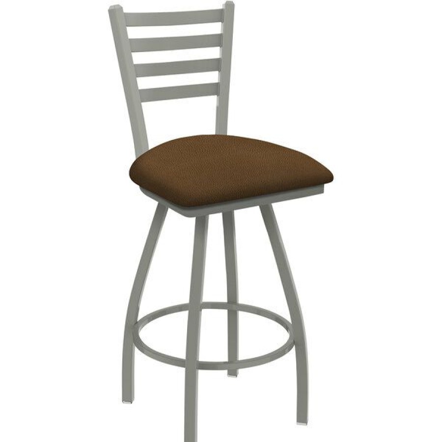 Restaurant Bar Stools * | Best Reviews Of Holland Bar Stool Xl 410 Jackie 30 Ladderback Swivel Bar Stool With Anodized Nickel Finish And Rein Thatch Seat