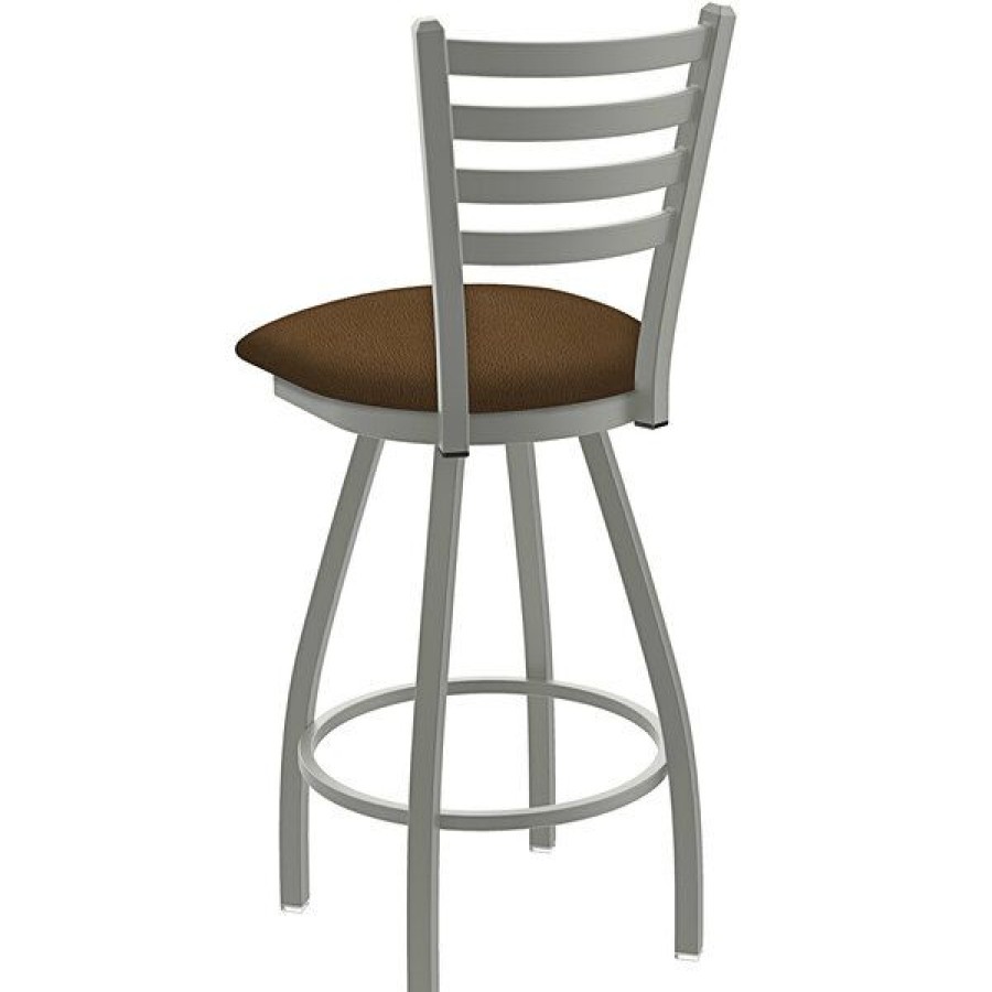 Restaurant Bar Stools * | Best Reviews Of Holland Bar Stool Xl 410 Jackie 30 Ladderback Swivel Bar Stool With Anodized Nickel Finish And Rein Thatch Seat