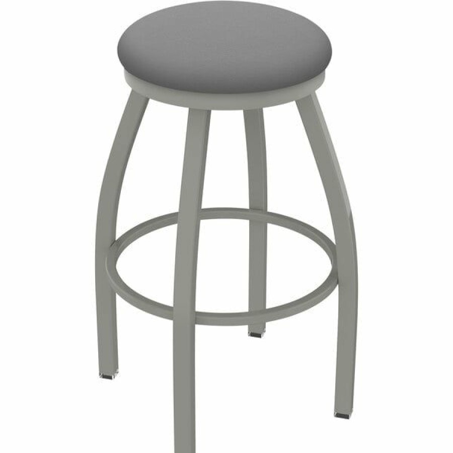 Restaurant Bar Stools * | Best Pirce Holland Bar Stool Xl 802 Misha 30 Ladderback Swivel Bar Stool With Anodized Nickel Finish And Canter Folkstone Grey Seat