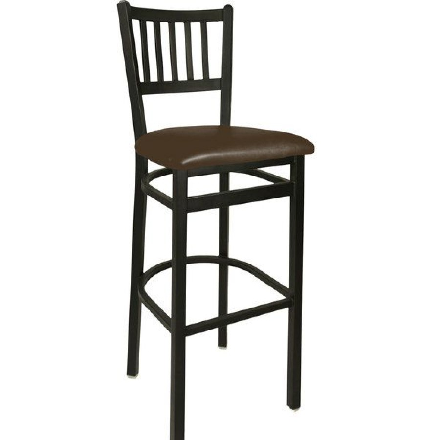 Restaurant Bar Stools * | Budget Bfm Seating 2090Bdbv-Sb Troy Sand Black Steel Bar Height Chair With 2 Dark Brown Vinyl Seat