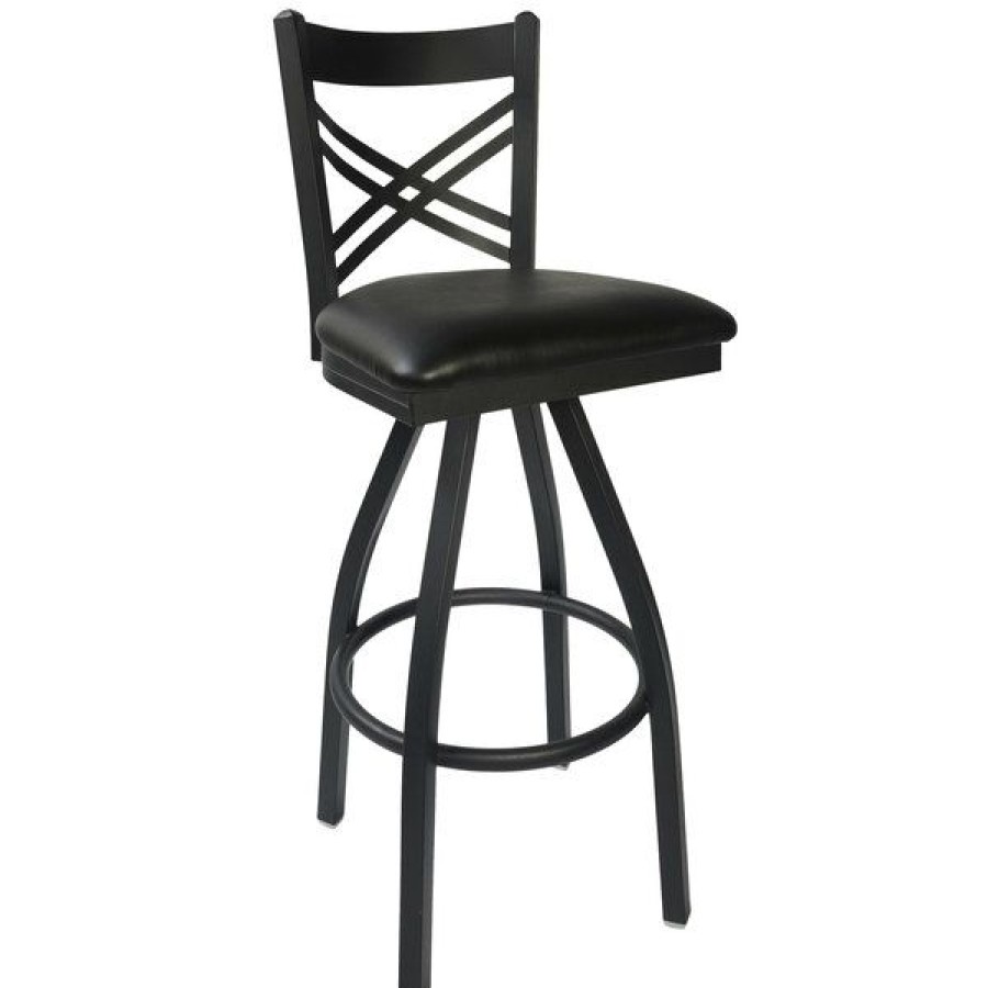 Restaurant Bar Stools * | Best Reviews Of Bfm Seating 2130Sblv-Sb Akrin Metal Barstool With 2 Black Vinyl Swivel Seat