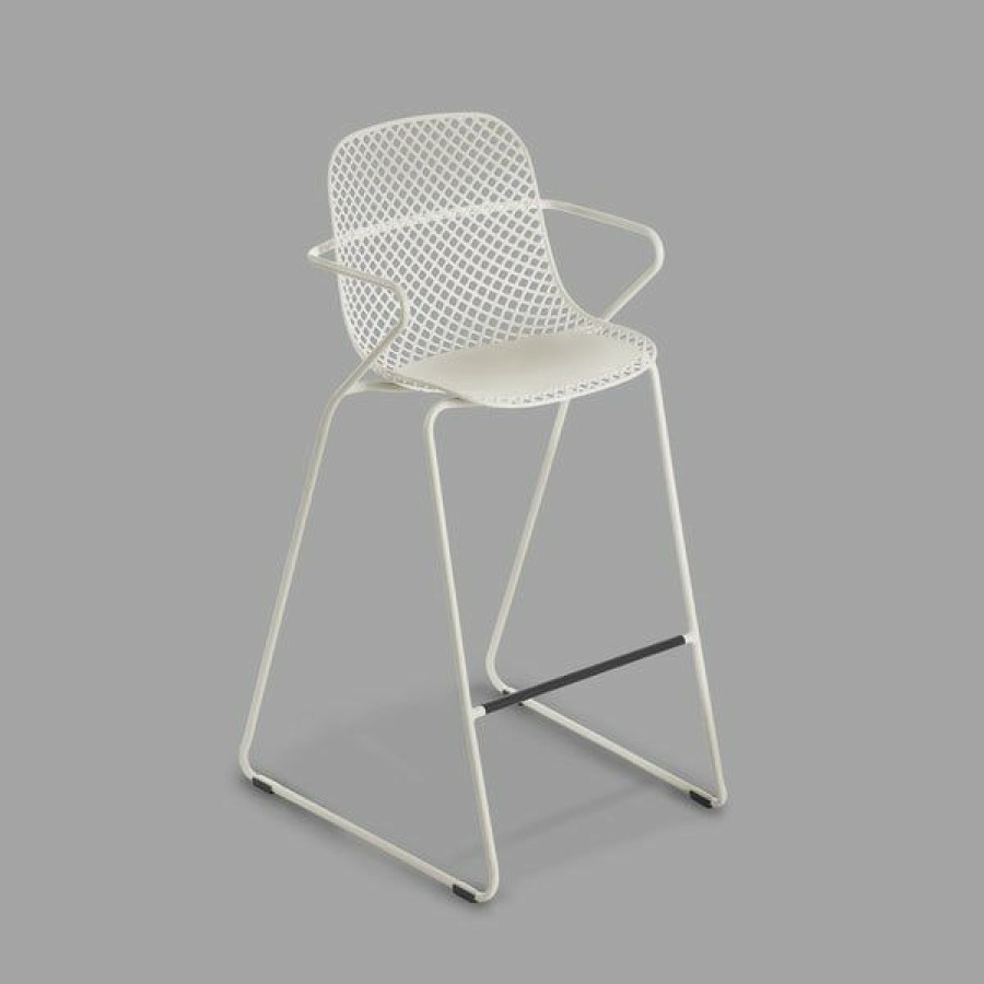 Outdoor Restaurant Bar Stools * | Coupon Grosfillex Us139710 Ramatuelle '73 Creme Absolut Stackable Indoor / Outdoor Barstool 2/Pack