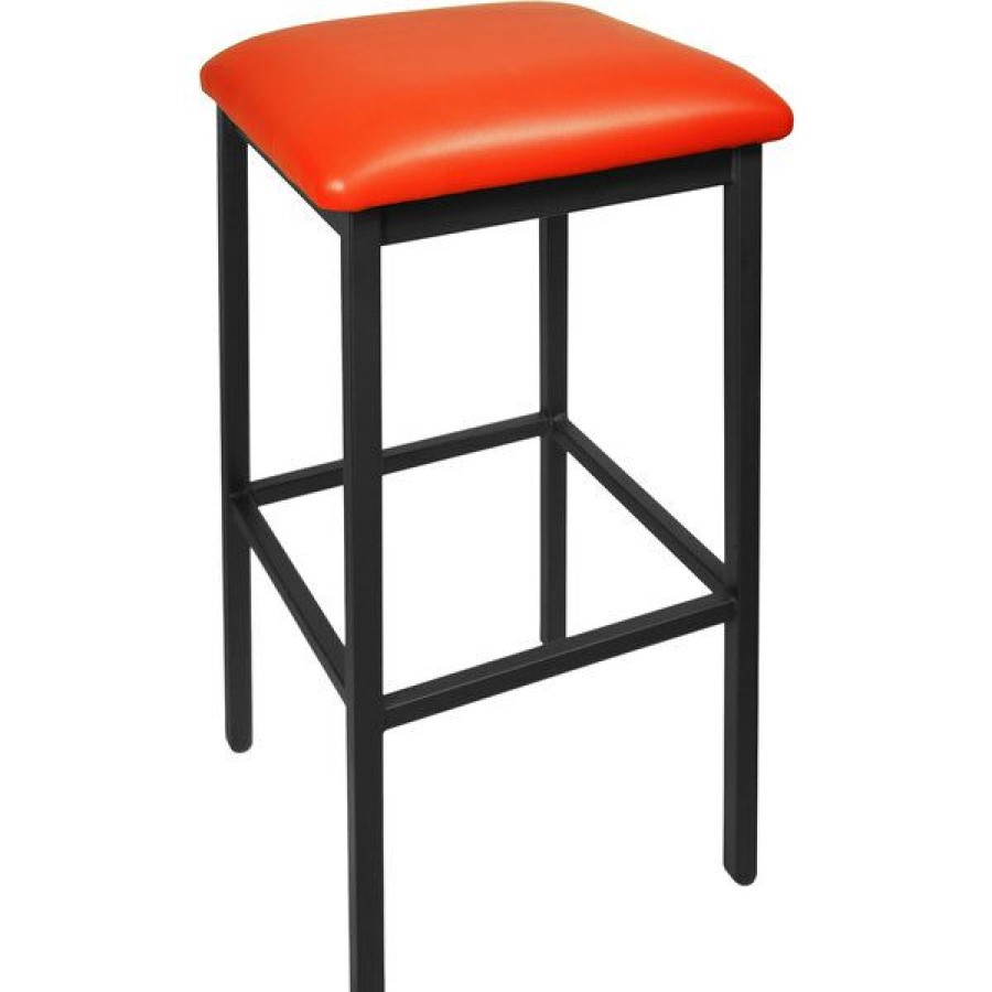 Restaurant Bar Stools * | Best Reviews Of Bfm Seating 2510Brdv-Sb Trent Sand Black Steel Barstool With 2 Red Vinyl Seat