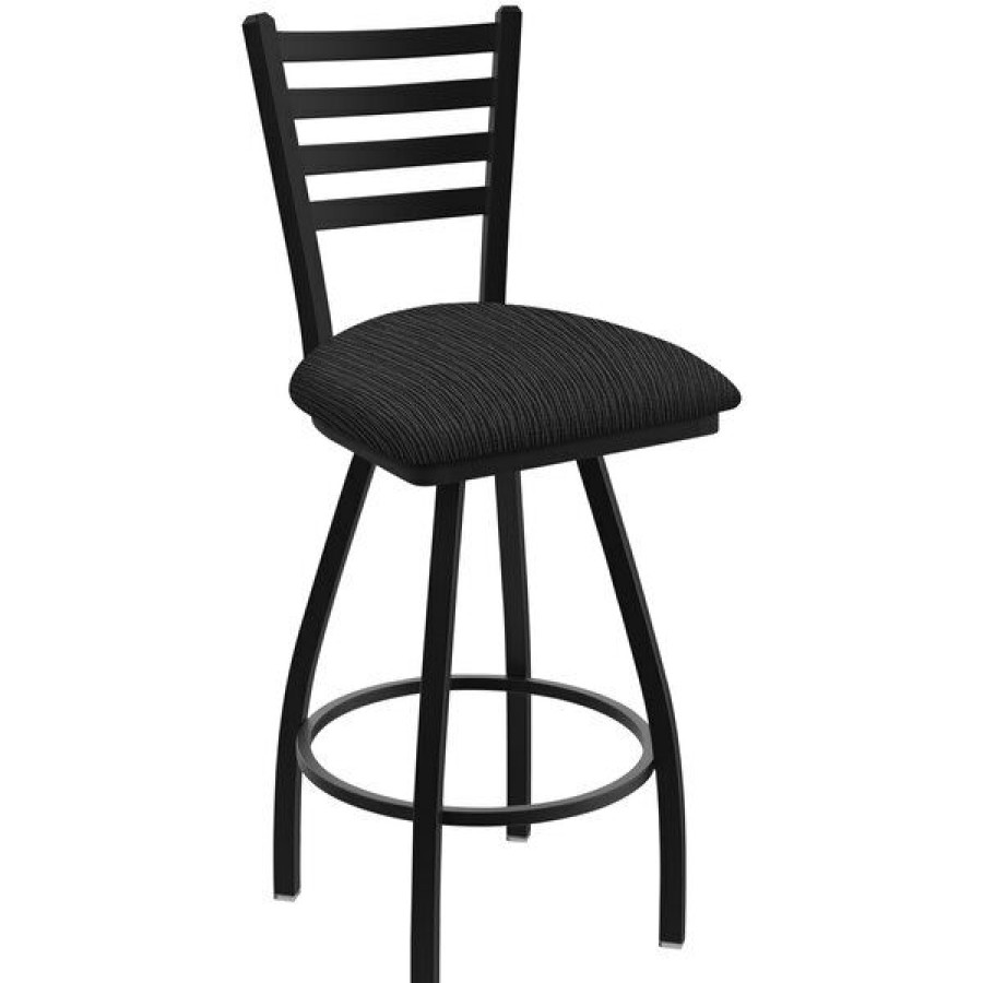 Restaurant Bar Stools * | Outlet Holland Bar Stool Xl 410 Jackie 30 Ladderback Swivel Bar Stool With Black Wrinkle Finish And Graph Coal Seat