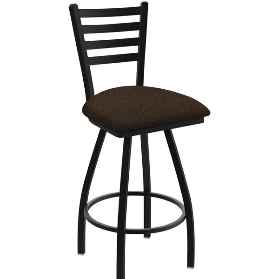 Restaurant Bar Stools * | New Holland Bar Stool Xl 410 Jackie 30 Ladderback Swivel Bar Stool With Black Wrinkle Finish And Rein Coffee Seat