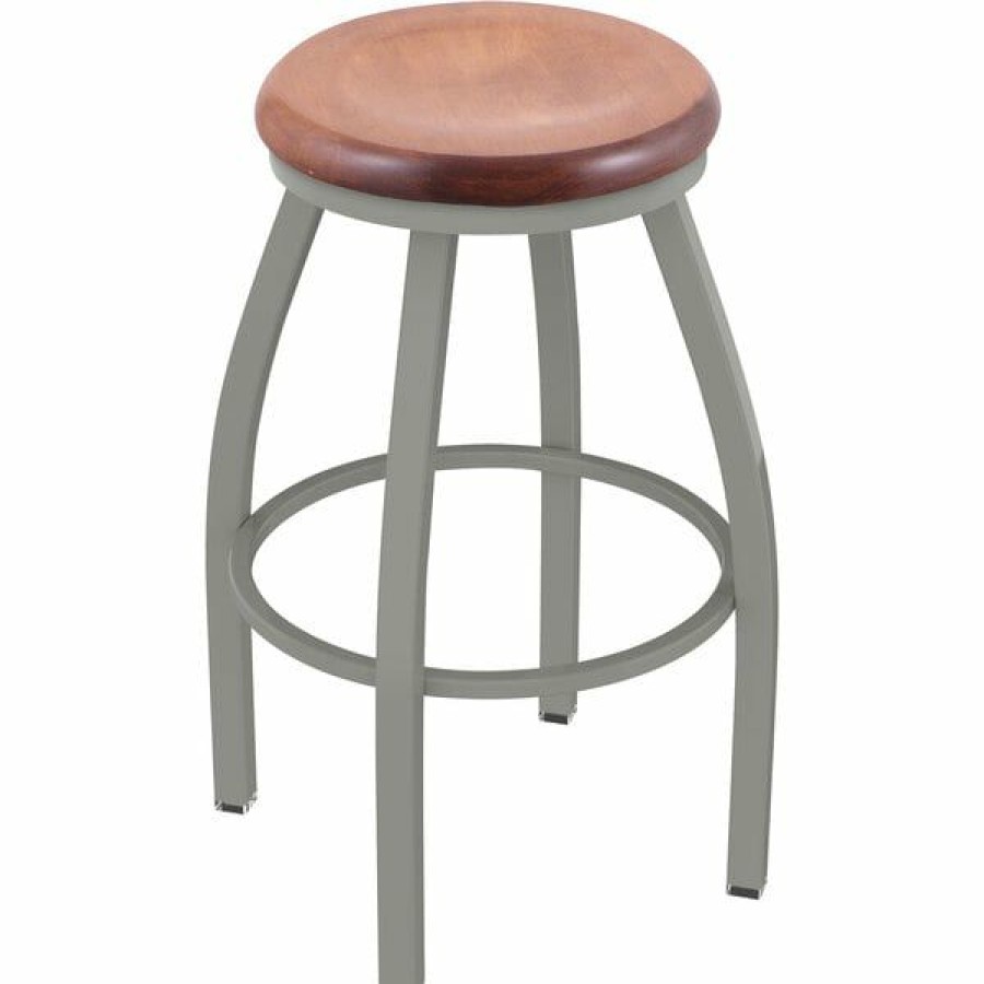 Restaurant Bar Stools * | Brand New Holland Bar Stool Xl 802 Misha 30 Ladderback Swivel Bar Stool With Anodized Nickel Finish And Medium Maple Seat