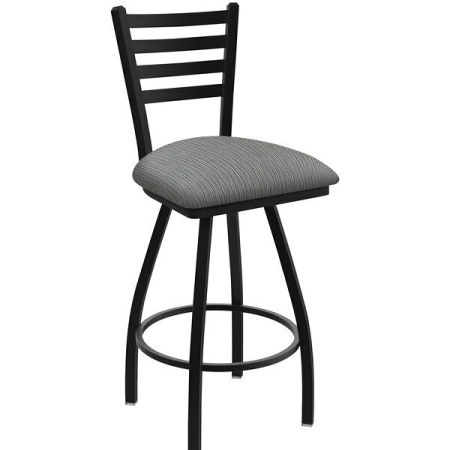 Restaurant Bar Stools * | Cheapest Holland Bar Stool Xl 410 Jackie 30 Ladderback Swivel Bar Stool With Black Wrinkle Finish And Graph Alpine Seat