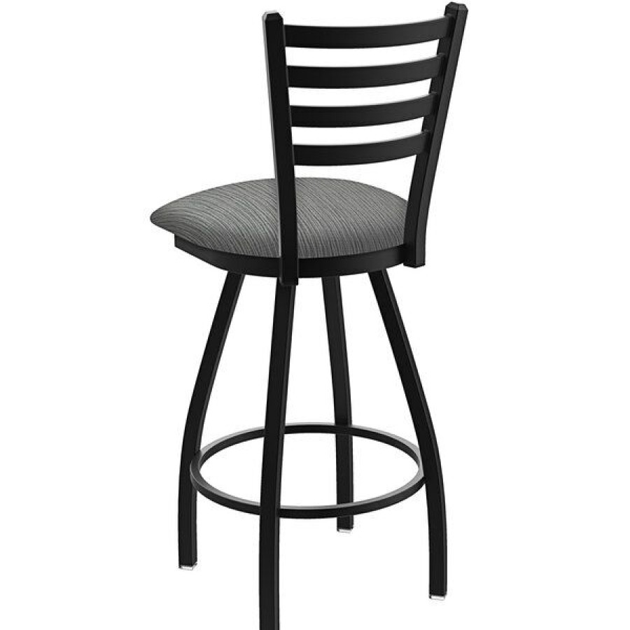 Restaurant Bar Stools * | Cheapest Holland Bar Stool Xl 410 Jackie 30 Ladderback Swivel Bar Stool With Black Wrinkle Finish And Graph Alpine Seat