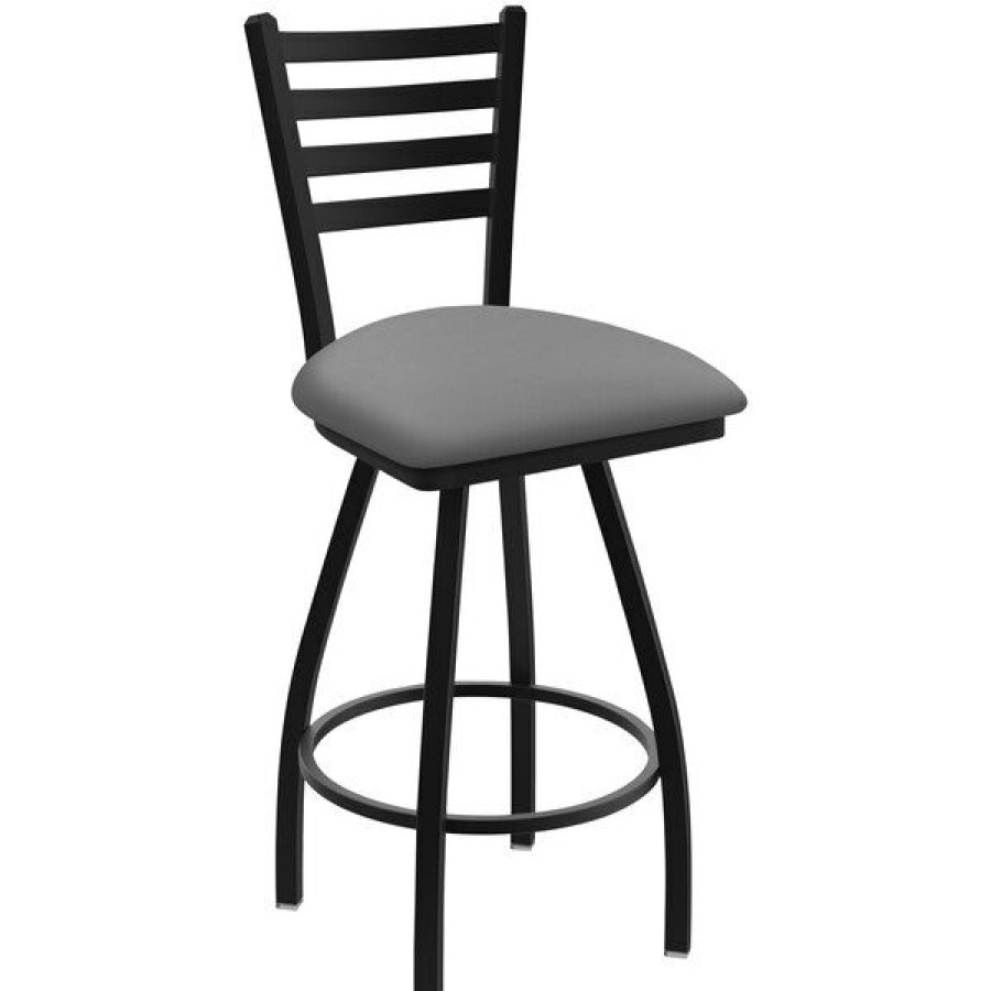 Restaurant Bar Stools * | Best Sale Holland Bar Stool Xl 410 Jackie 30 Ladderback Swivel Bar Stool With Black Wrinkle Finish And Canter Folkstone Grey Seat