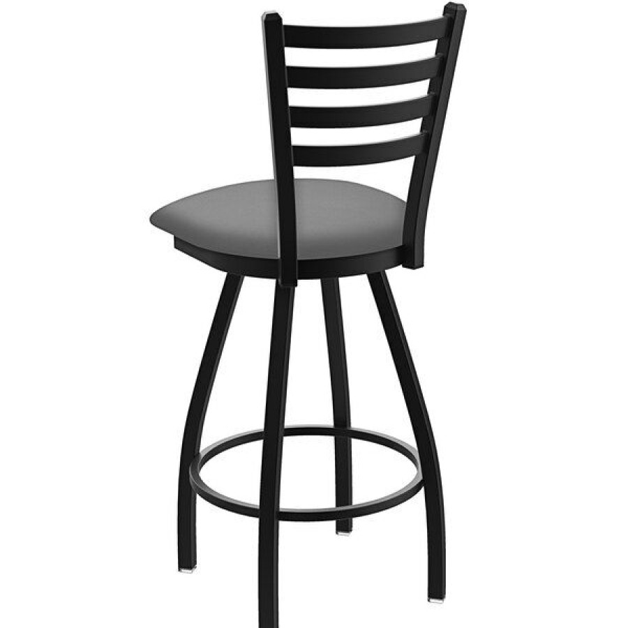 Restaurant Bar Stools * | Best Sale Holland Bar Stool Xl 410 Jackie 30 Ladderback Swivel Bar Stool With Black Wrinkle Finish And Canter Folkstone Grey Seat