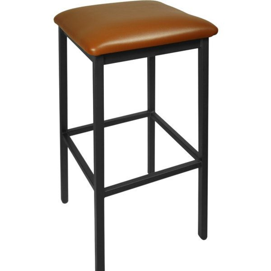 Restaurant Bar Stools * | Buy Bfm Seating 2510Blbv-Sb Trent Sand Black Steel Barstool With 2 Light Brown Vinyl Seat