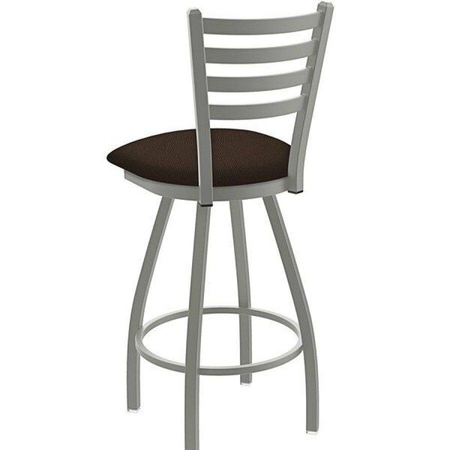 Restaurant Bar Stools * | Wholesale Holland Bar Stool Xl 410 Jackie 30 Ladderback Swivel Bar Stool With Anodized Nickel Finish And Rein Coffee Seat