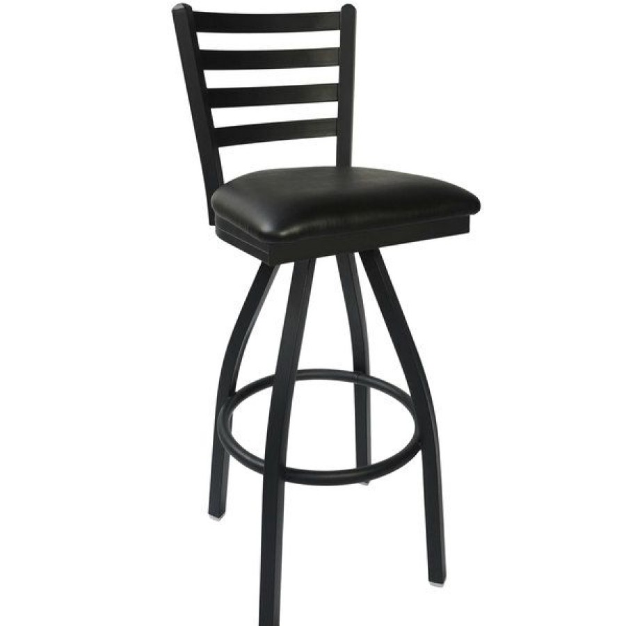 Restaurant Bar Stools * | New Bfm Seating 2160Sblv-Sb Lima Sand Black Steel Bar Height Chair With 2 Black Vinyl Swivel Seat