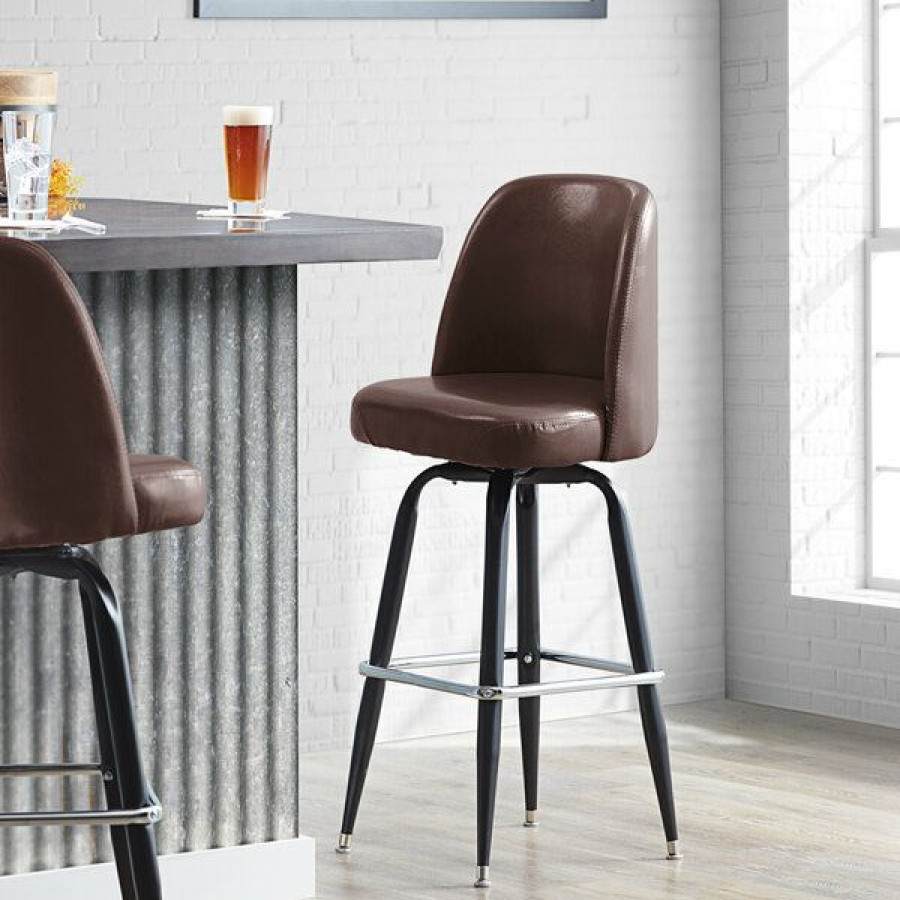 Restaurant Bar Stools * | Hot Sale Lancaster Table & Seating Dark Brown Barstool With 18 Wide Bucket Seat